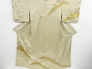 アンティーク　金彩　菊に桐萩模様刺繍着物